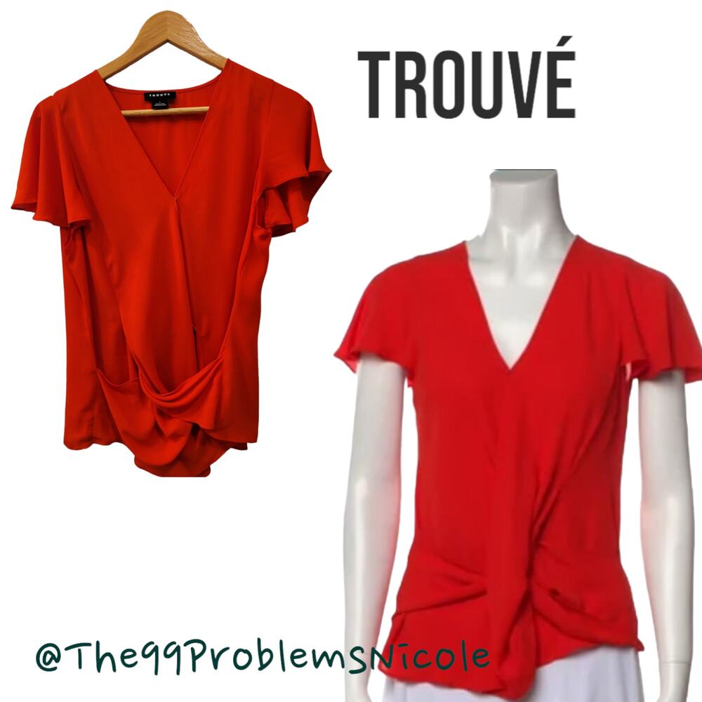 Trouve Red Blouse Cross Front Blouse